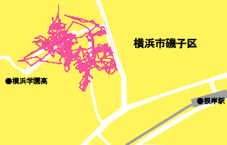 横浜市磯子区 ― ポスティングにおける軌跡記録画像